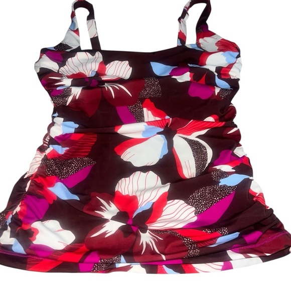 Athleta Square Neck Bra Cup Tankini 36D/DD Hero Bloom Floral Underwire Support - Picture 3 of 10
